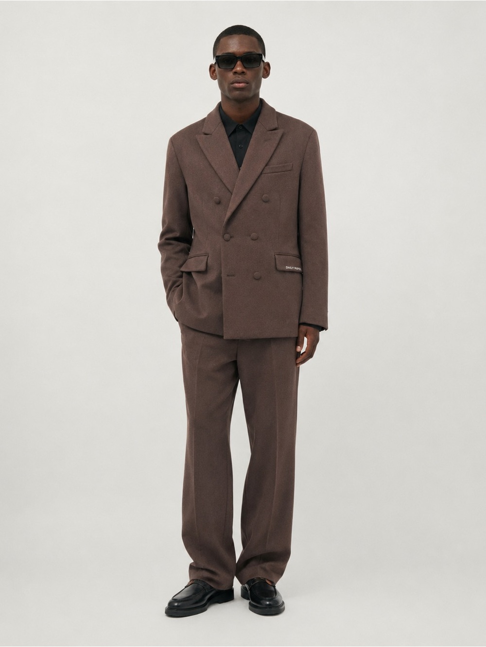 Daily Paper Men’s Brown Double Breasted Wool Blazer and Pants Suit Set Large